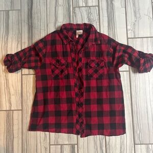 Casual Red and Black Plaid Shirt